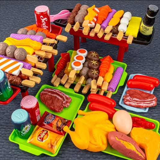 BBQ Cooking Playset Toys For Kids , Pretend Play Toys For Kids . Interactive Grill Playset 35 Pieces
